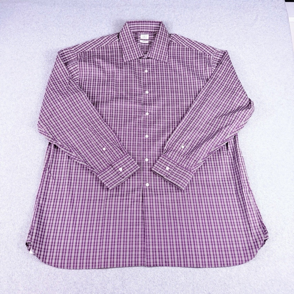 IKE by Ike Behar Performance 100 Purple Plaid Non-Iron Dress Shirt 17.5